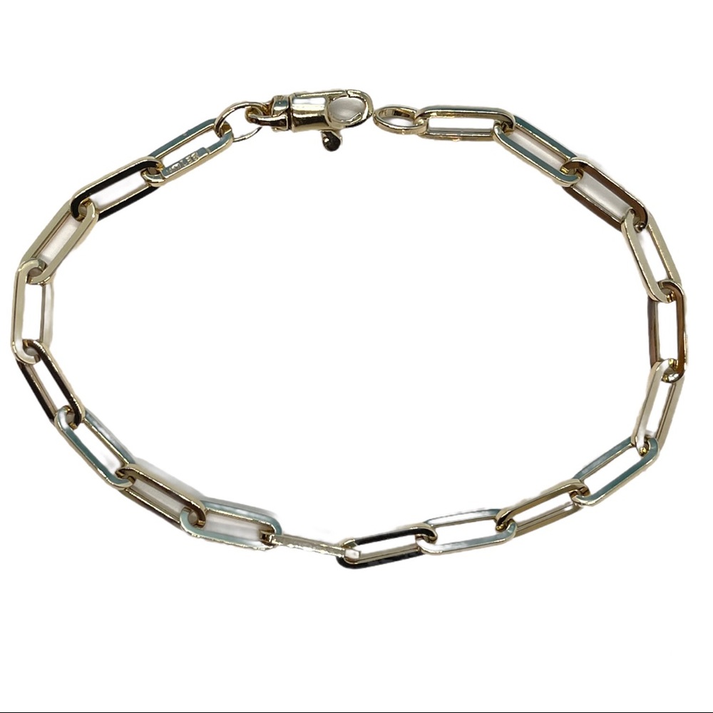 14k Gold Paper Clip Bracelet